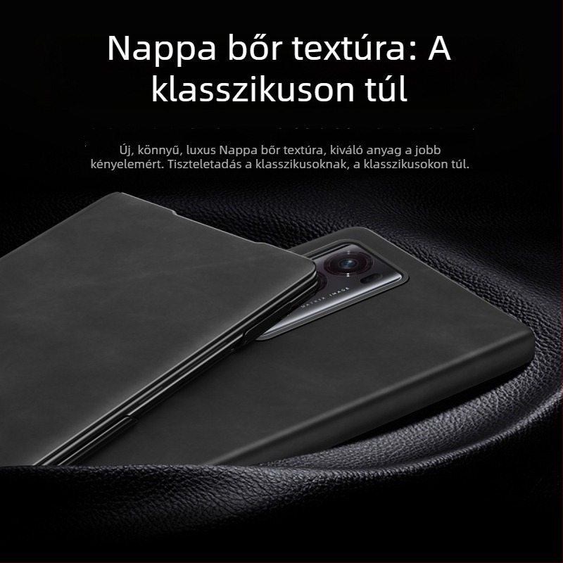 Honor MagicV2 hajtogatós bőrtok, V2, műbőr, 5G, teljes védelem, ütésálló, állvány, fekete