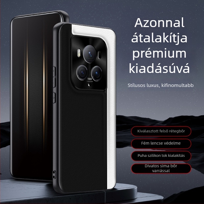 QML tok Honor Magic6Pro, műbőr, matt felület, kockás mintázat, ütésálló védelem