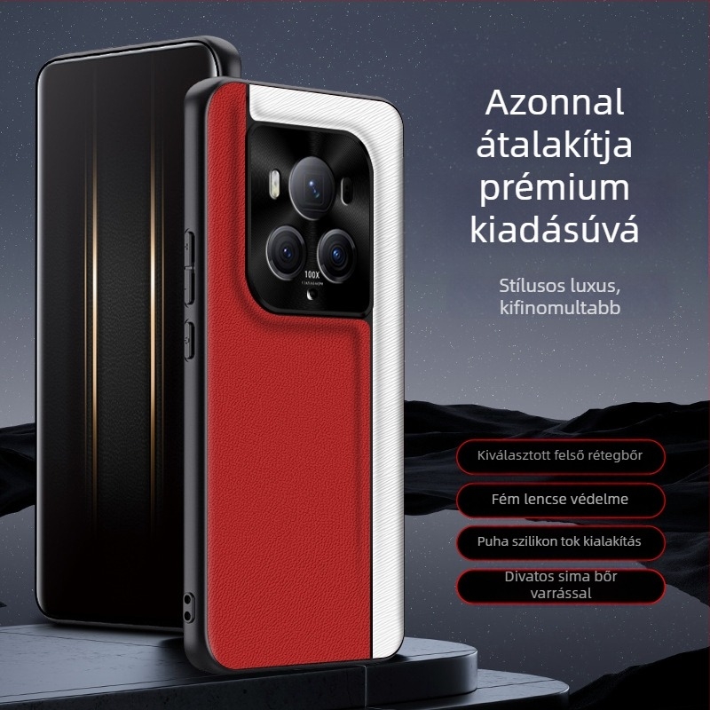 QML tok Honor Magic6Pro, műbőr, matt felület, kockás mintázat, ütésálló védelem