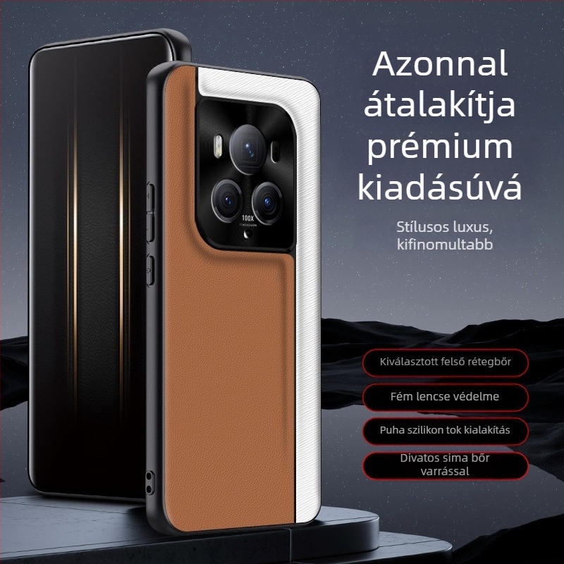 QML tok Honor Magic6Pro, műbőr, matt felület, kockás mintázat, ütésálló védelem