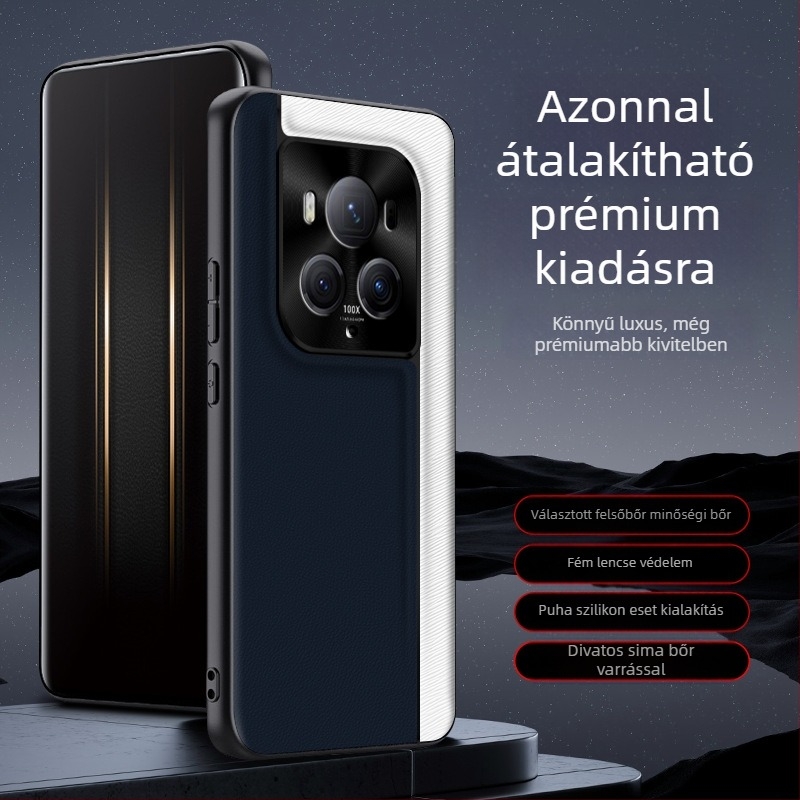 QML tok Honor Magic6Pro, műbőr, matt felület, kockás mintázat, ütésálló védelem