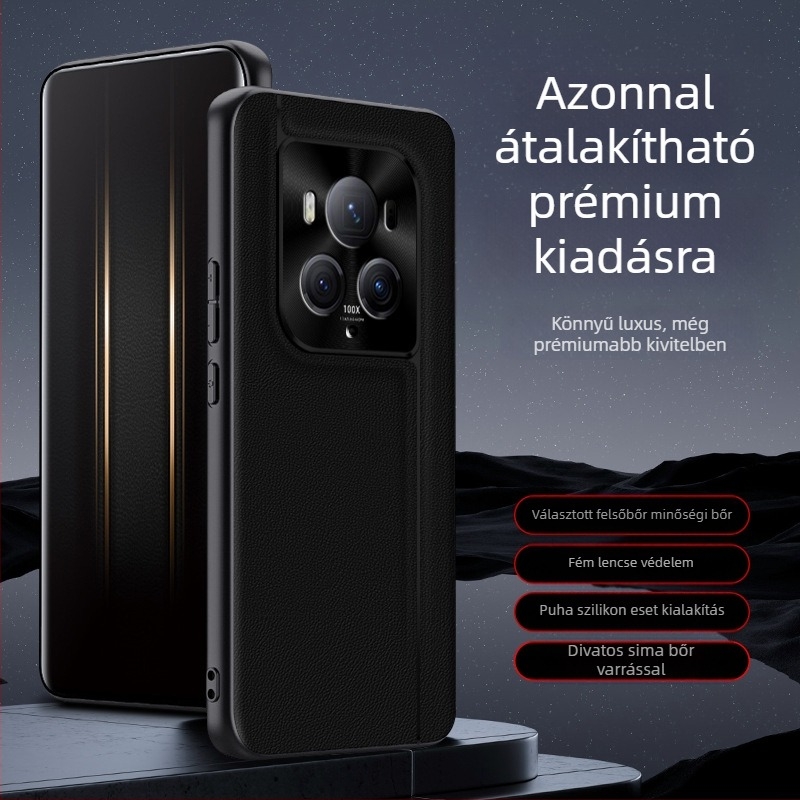 QML tok Honor Magic6Pro, műbőr, matt felület, kockás mintázat, ütésálló védelem