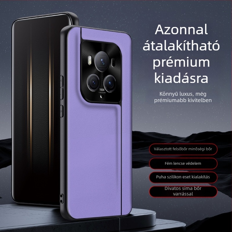 QML tok Honor Magic6Pro, műbőr, matt felület, kockás mintázat, ütésálló védelem