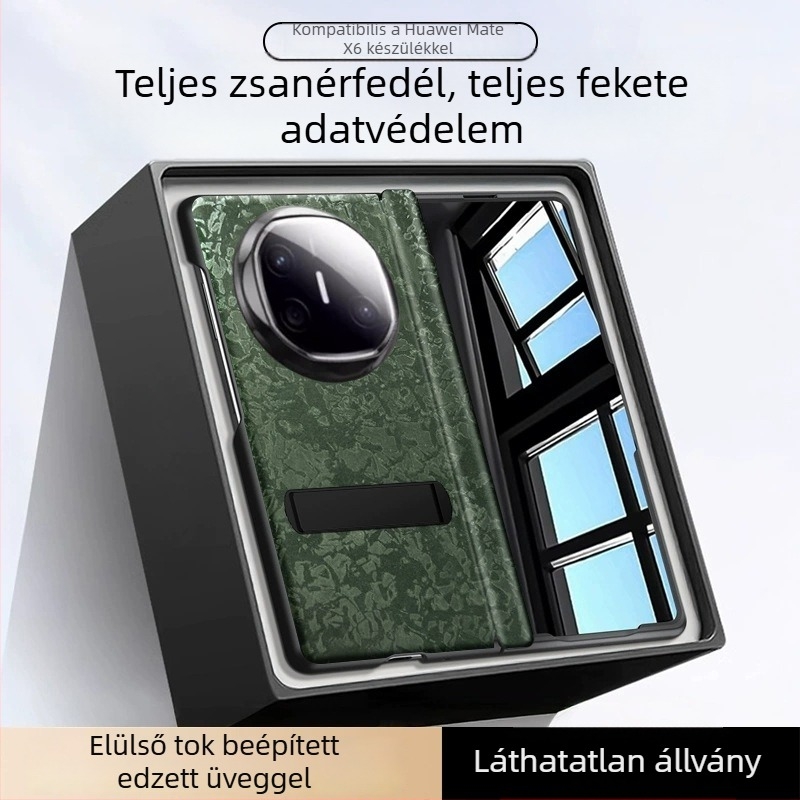 Huawei MateX6 tok kagyló mintázattal, MateX5 védőtok, teljes védelem, állítható tartó, adatvédelmi védelem