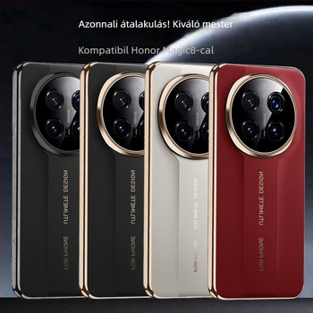Vékony hátlap tok Honor Magic8Pro-hoz, elektroplatinált domborított textúra, műbőr, ütésálló, karcolásálló