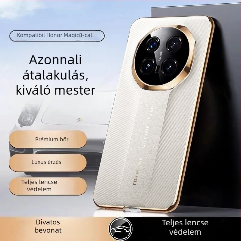 Vékony hátlap tok Honor Magic8Pro-hoz, elektroplatinált domborított textúra, műbőr, ütésálló, karcolásálló