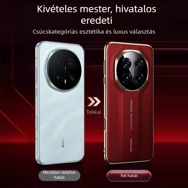 Vékony hátlap tok Honor Magic8Pro-hoz, elektroplatinált domborított textúra, műbőr, ütésálló, karcolásálló