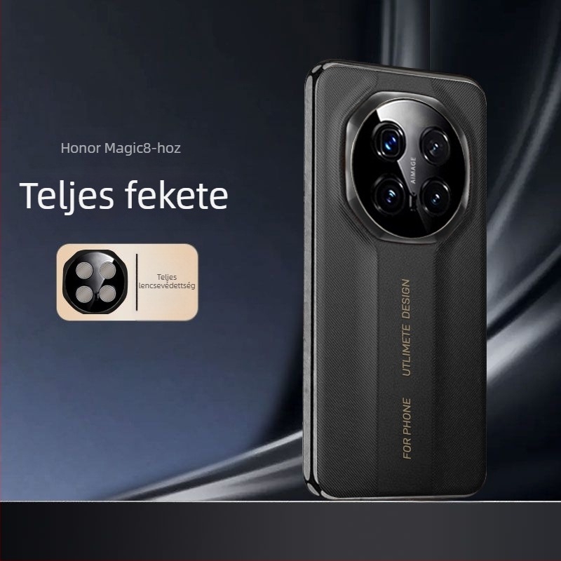 Vékony hátlap tok Honor Magic8Pro-hoz, elektroplatinált domborított textúra, műbőr, ütésálló, karcolásálló