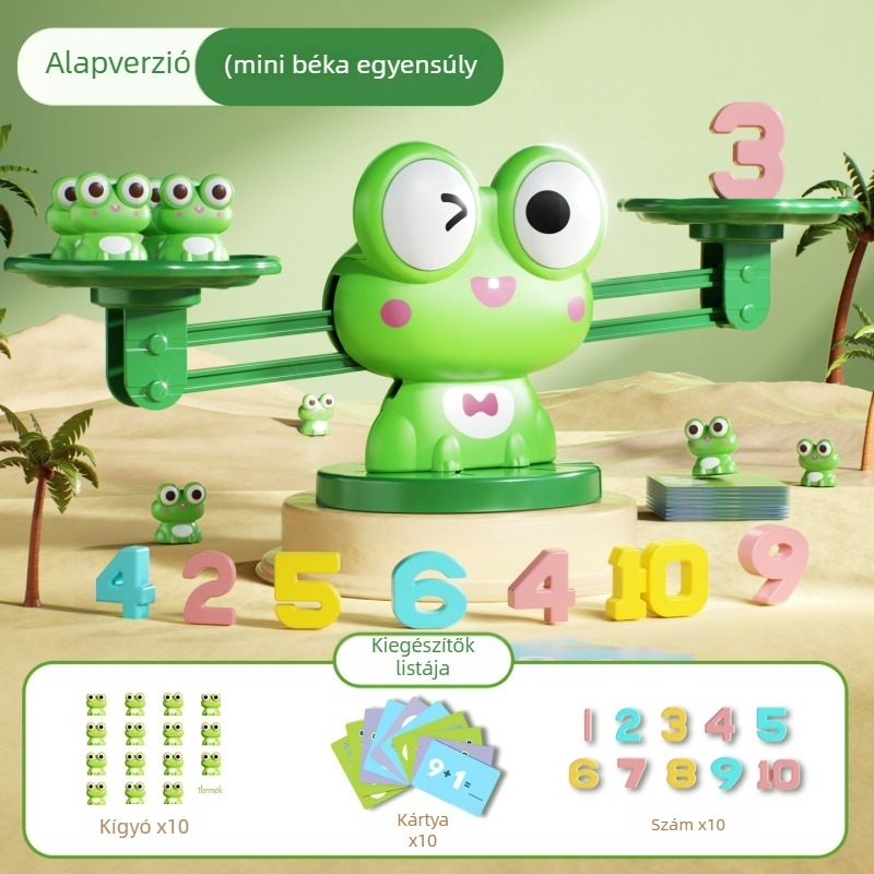 Béka témájú digitális egyensúlyozó játék 4–6 éveseknek — oktatási matematika-logika, szülő–gyermek interakció, műanyag