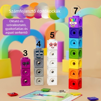 Tanulási célú digitális építőblokkok – ABS műanyag, nagy darab blokkok, 100–200 darab, 4–6 éveseknek, DIY összeállítás