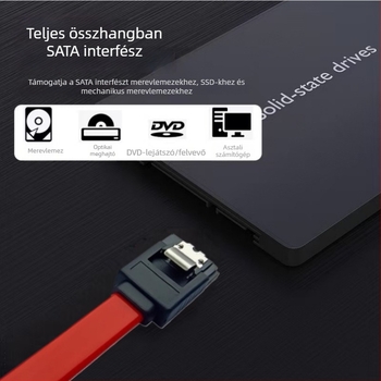 PC-hoz készült SATA adapter kábel, 0,5 m, rézmag ónnal bevont, átalakító típus: adapterkábel
