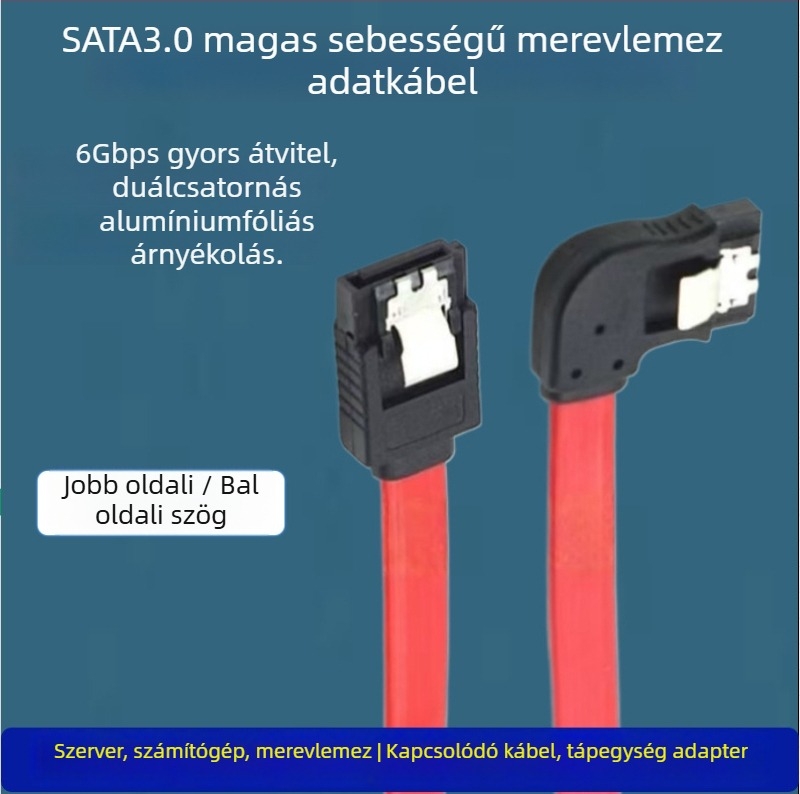 PC-hoz készült SATA adapter kábel, 0,5 m, rézmag ónnal bevont, átalakító típus: adapterkábel