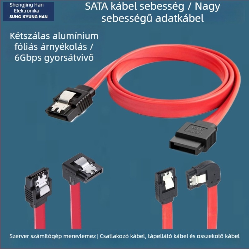 PC-hoz készült SATA adapter kábel, 0,5 m, rézmag ónnal bevont, átalakító típus: adapterkábel