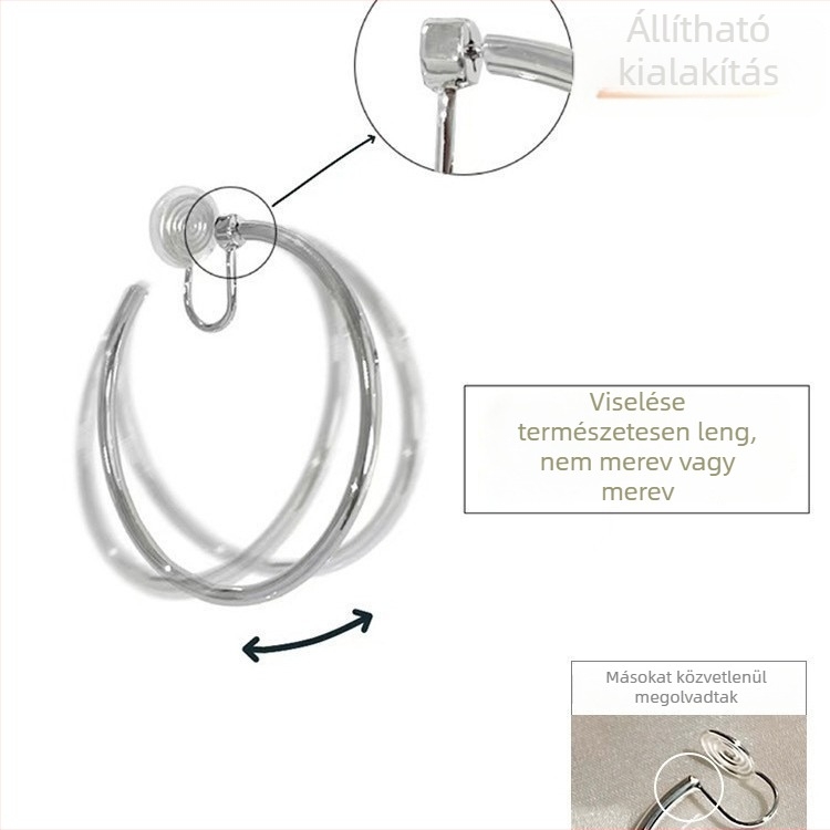 Csíptetős nagy karikás fülbevalók - réz alapanyag, geometriai stílus, elektroplatinált felület, 925 ezüst szár, japán-koreai stílus, Yongyue Jewelry, ősz 2024