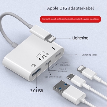 Type-C OTG memóriakártyaolvasó, 3-in-1, USB 3.0, külső tárhely-adapter mobil eszközökhöz