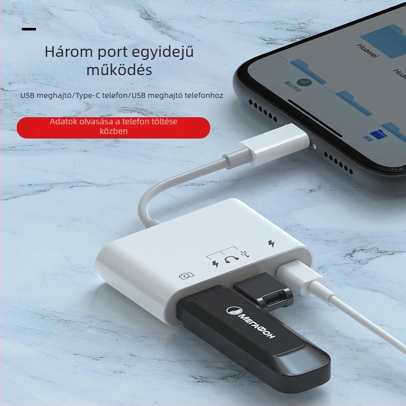 Type-C OTG memóriakártyaolvasó, 3-in-1, USB 3.0, külső tárhely-adapter mobil eszközökhöz