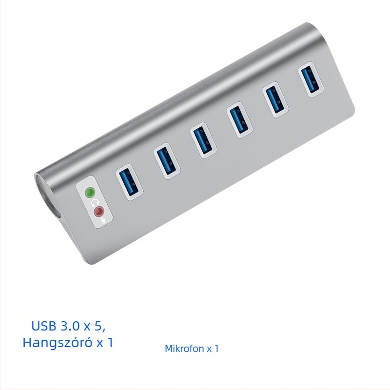 USB 3.1 hub, alumínium ötvözet burkolat, külső tápegység szükséges, 1-6 portos bővítés, 10 Gbps adatátvitel