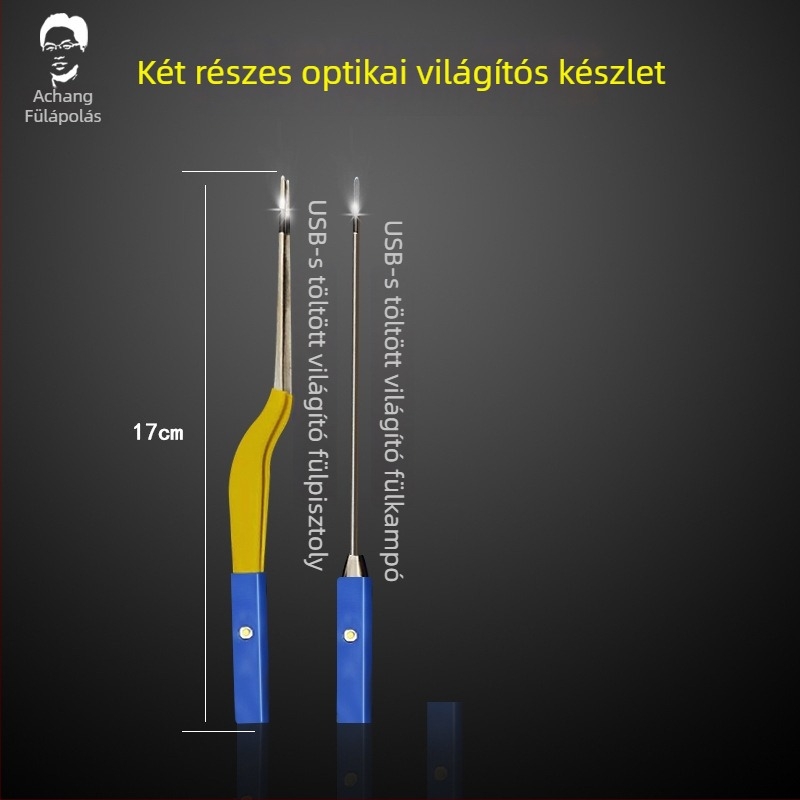 Achang Világító fültisztító gyerekeknek - szilikon puha vég, vizuális ablak, újratölthető