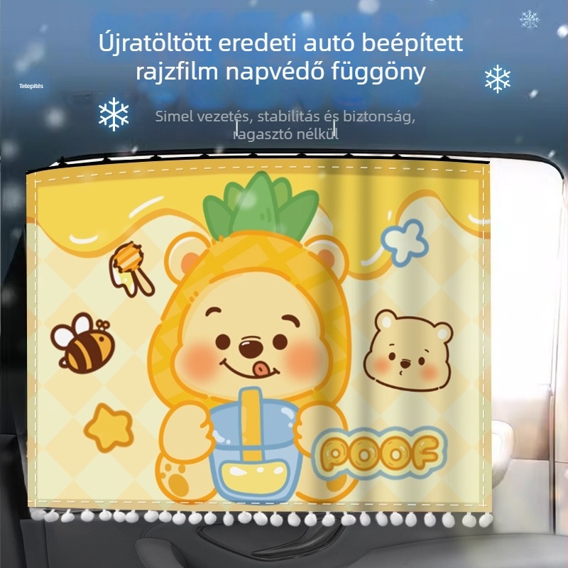 Beépített csúszó sínnel ellátott autó napellenző a hátsó oldalsó ablakhoz, poliészter, félig átlátszó, magánélet védelme és hőszigetelés, függő felszerelés