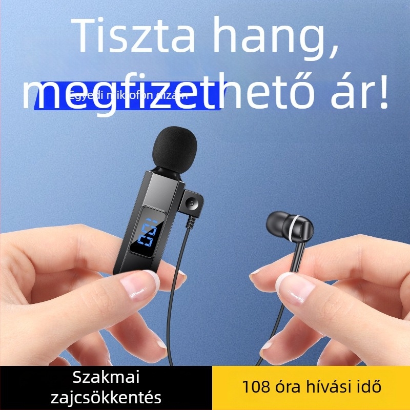 Sportos lavalier Bluetooth mikrofon | Zajcsökkentés, IPX4 vízálló, 10 m hatótáv, Bluetooth 5.5, Akkumulátor üzemideje több mint 8 óra