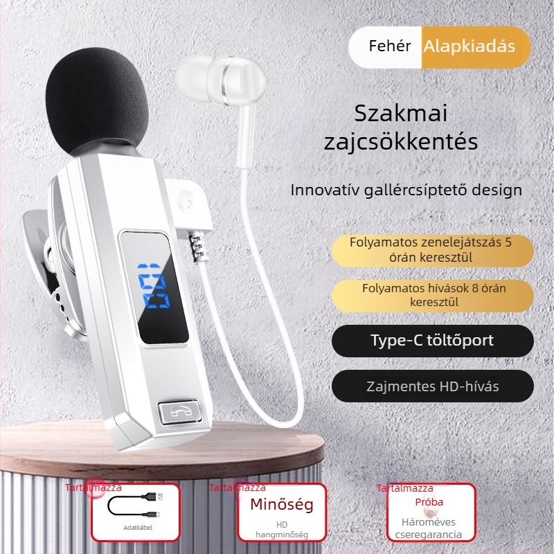Sportos lavalier Bluetooth mikrofon | Zajcsökkentés, IPX4 vízálló, 10 m hatótáv, Bluetooth 5.5, Akkumulátor üzemideje több mint 8 óra