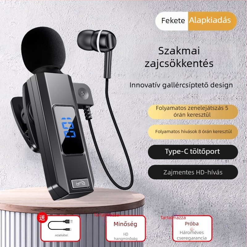 Sportos lavalier Bluetooth mikrofon | Zajcsökkentés, IPX4 vízálló, 10 m hatótáv, Bluetooth 5.5, Akkumulátor üzemideje több mint 8 óra