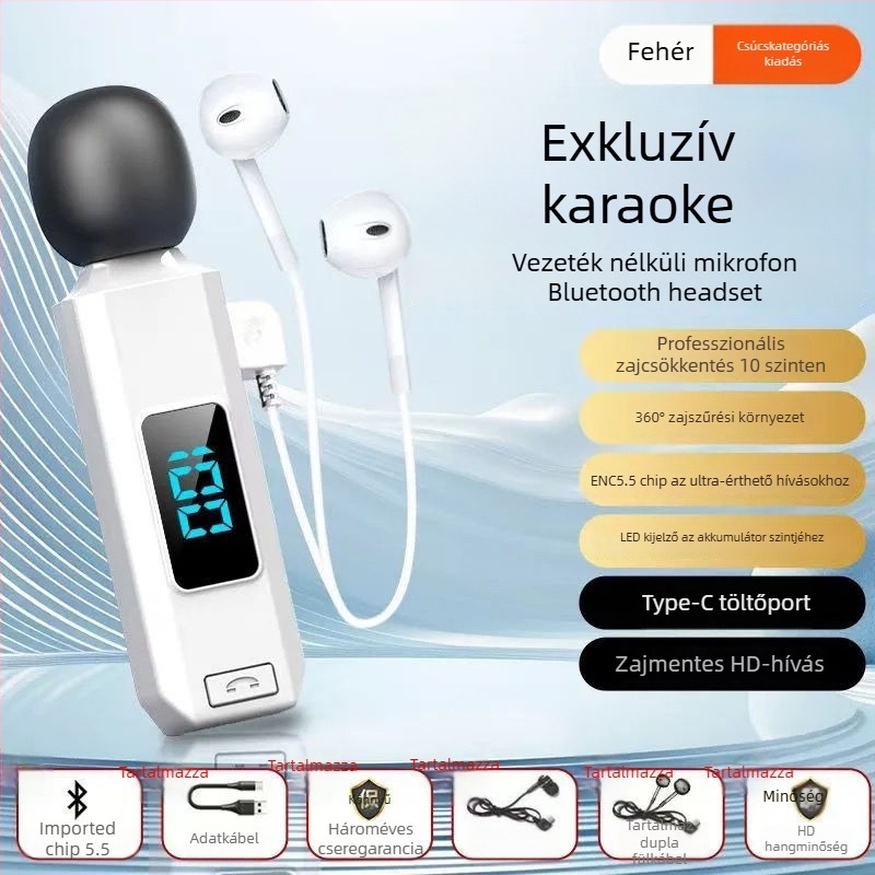 Sportos lavalier Bluetooth mikrofon | Zajcsökkentés, IPX4 vízálló, 10 m hatótáv, Bluetooth 5.5, Akkumulátor üzemideje több mint 8 óra