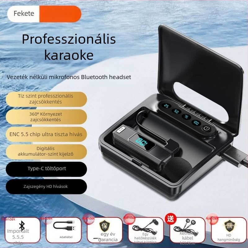 Sportos lavalier Bluetooth mikrofon | Zajcsökkentés, IPX4 vízálló, 10 m hatótáv, Bluetooth 5.5, Akkumulátor üzemideje több mint 8 óra