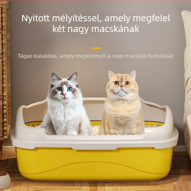 Megvastagított nagy méretű macskaalmotálca, félig zárt kialakítás, anti-fröccs és anti-szag kiscicáknak