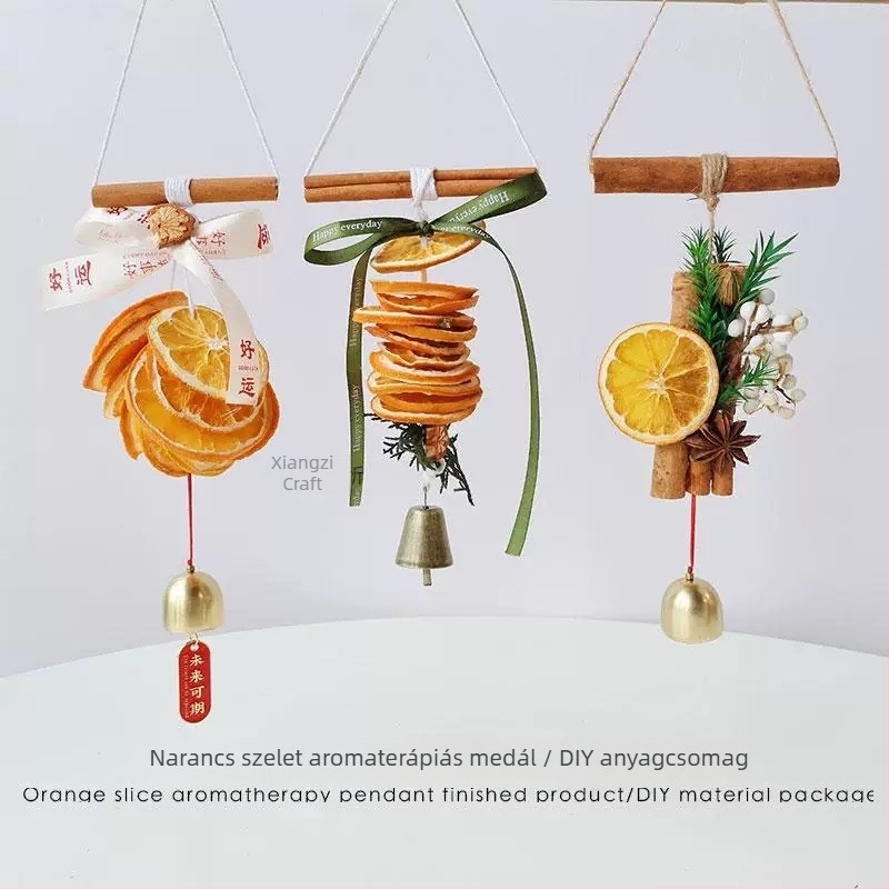 DIY autóba való függő dekoráció készlet szárított virágokkal és narancsszeletekkel, kézműves, modern belső dekoráció