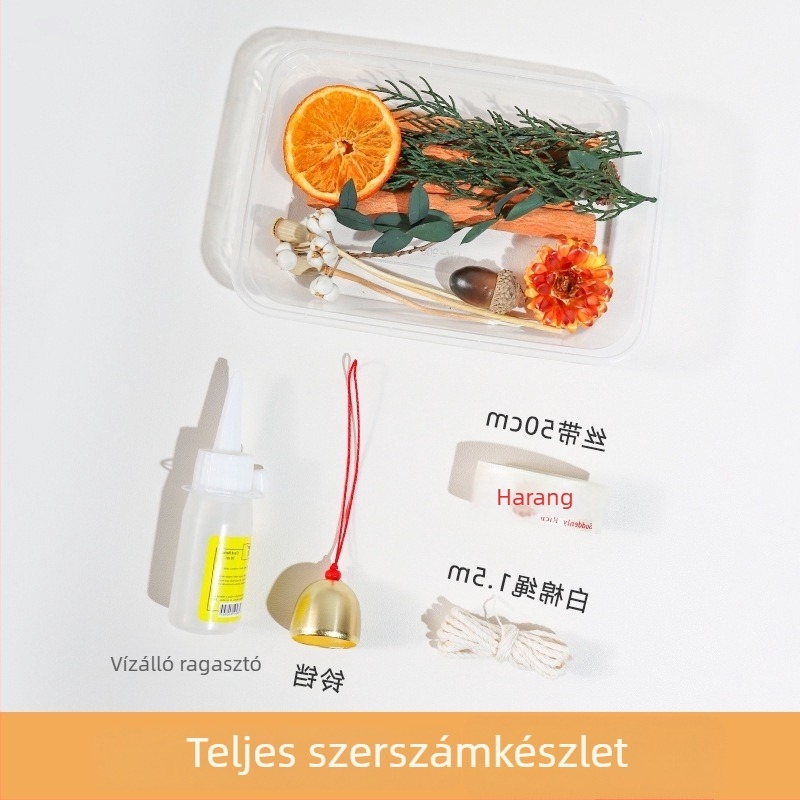 DIY autóba való függő dekoráció készlet szárított virágokkal és narancsszeletekkel, kézműves, modern belső dekoráció
