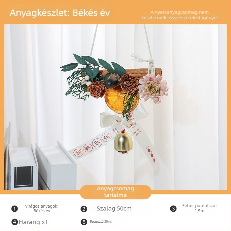 DIY autóba való függő dekoráció készlet szárított virágokkal és narancsszeletekkel, kézműves, modern belső dekoráció