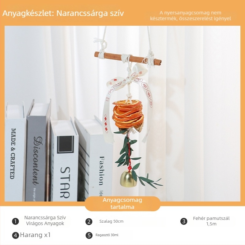 DIY autóba való függő dekoráció készlet szárított virágokkal és narancsszeletekkel, kézműves, modern belső dekoráció