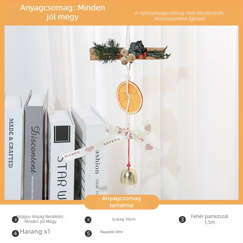 DIY autóba való függő dekoráció készlet szárított virágokkal és narancsszeletekkel, kézműves, modern belső dekoráció