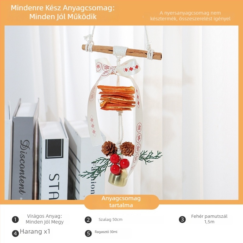DIY autóba való függő dekoráció készlet szárított virágokkal és narancsszeletekkel, kézműves, modern belső dekoráció
