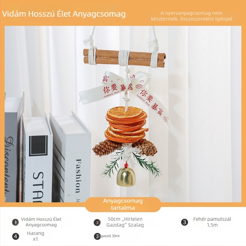DIY autóba való függő dekoráció készlet szárított virágokkal és narancsszeletekkel, kézműves, modern belső dekoráció