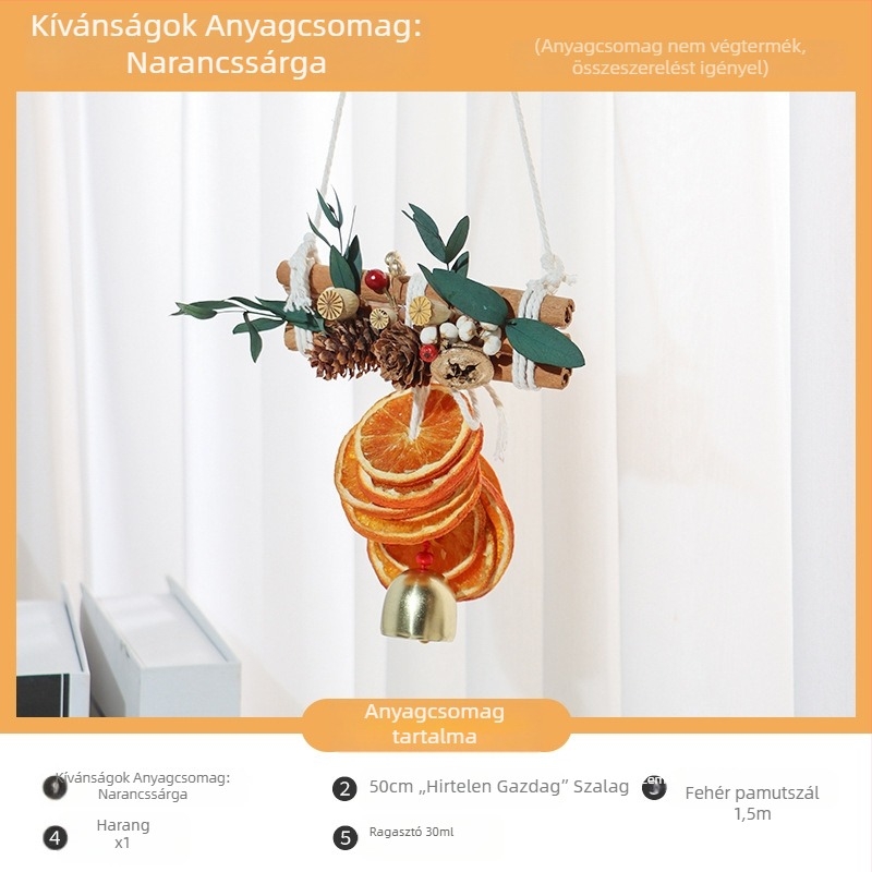DIY autóba való függő dekoráció készlet szárított virágokkal és narancsszeletekkel, kézműves, modern belső dekoráció