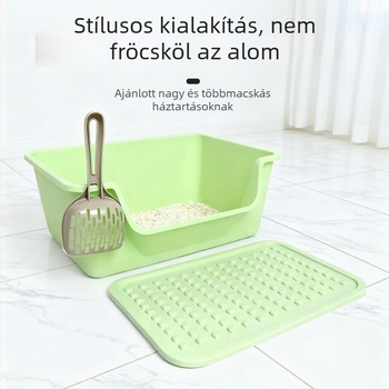 Macskaalomtál, PP anyag, Négyzetes forma, Nyitott toalett, Szabványos specifikációk