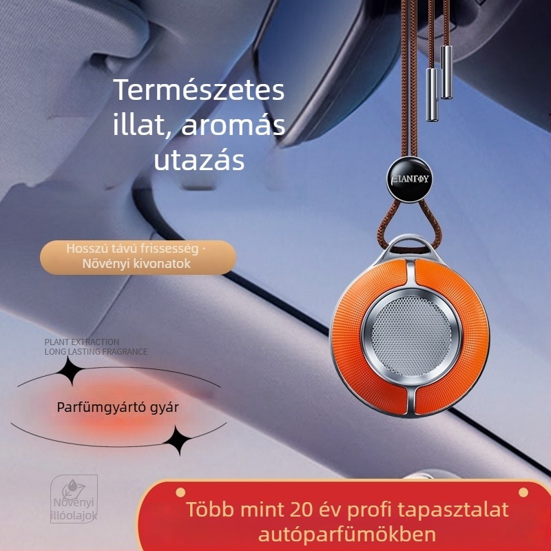 Fém autóillatú medál a visszapillantóhoz – nano aromaterápia, hosszú ideig tartó illat, könnyű lux stílus