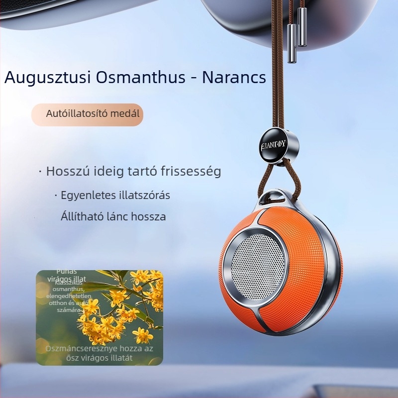 Fém autóillatú medál a visszapillantóhoz – nano aromaterápia, hosszú ideig tartó illat, könnyű lux stílus