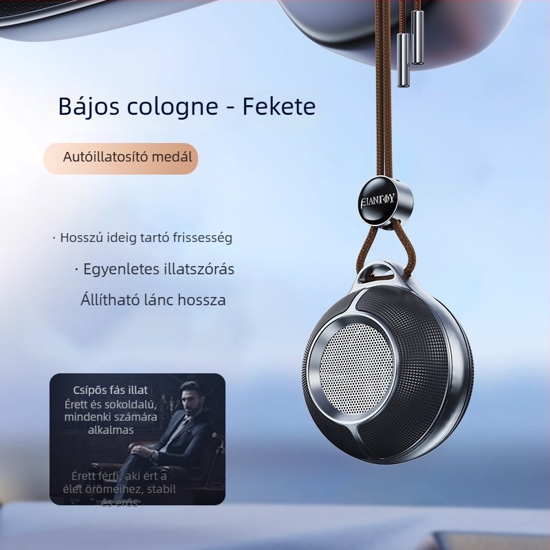 Fém autóillatú medál a visszapillantóhoz – nano aromaterápia, hosszú ideig tartó illat, könnyű lux stílus