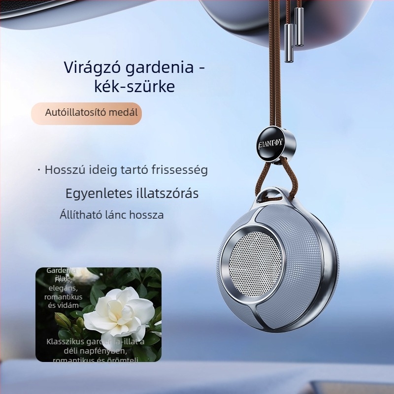Fém autóillatú medál a visszapillantóhoz – nano aromaterápia, hosszú ideig tartó illat, könnyű lux stílus