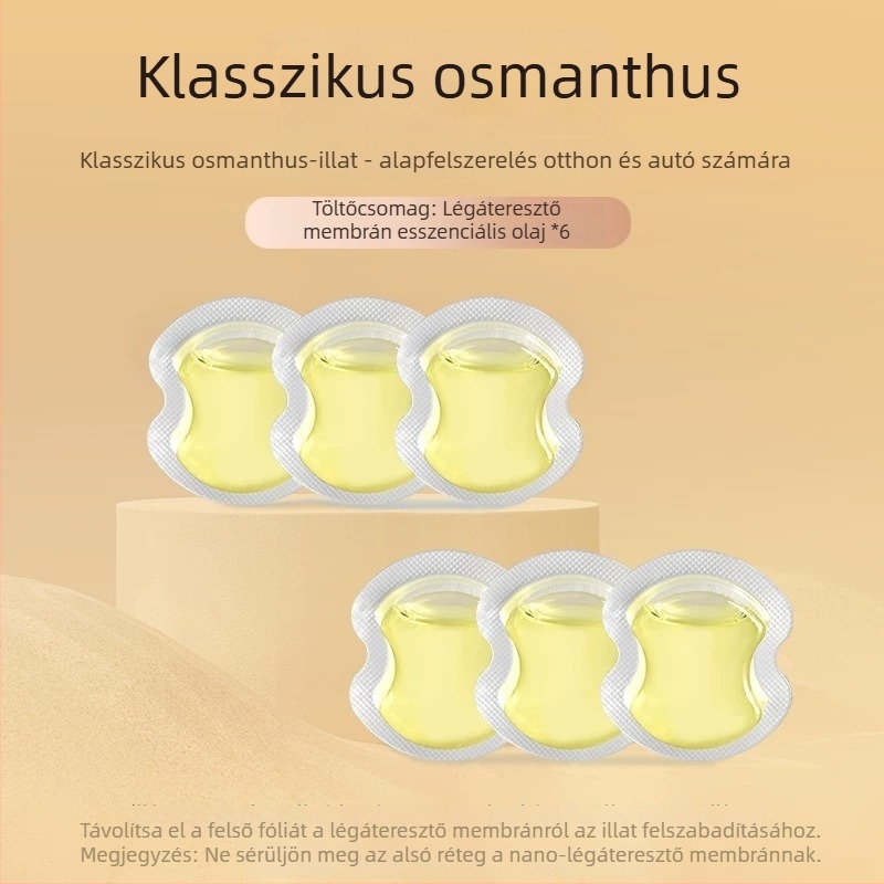 Fém autóillatú medál a visszapillantóhoz – nano aromaterápia, hosszú ideig tartó illat, könnyű lux stílus