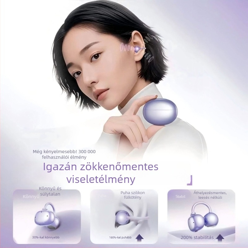 Bluetooth klipsz fülhallgató csontvezetéses, nyitott kialakítás, bilaterális sztereó, Bluetooth 6.0, 4–8 óra akkumulátor