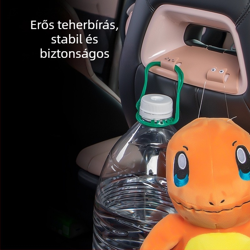 Autó ülés hátlapjára rögzíthető akasztó, műanyag, rajzfilm stílus, beltéri dekoráció és tárolás