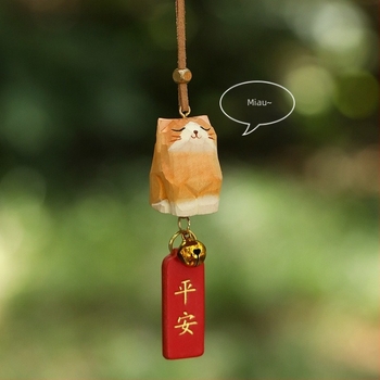 Fa autómedál macska és Shiba Inu motívummal — minimalist design, Márka 888, Anyag: Fa, Cél: belső autó dekoráció