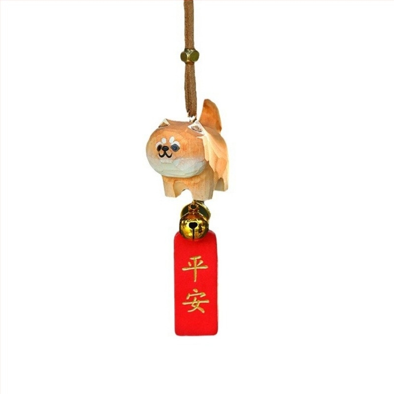 Fa autómedál macska és Shiba Inu motívummal — minimalist design, Márka 888, Anyag: Fa, Cél: belső autó dekoráció