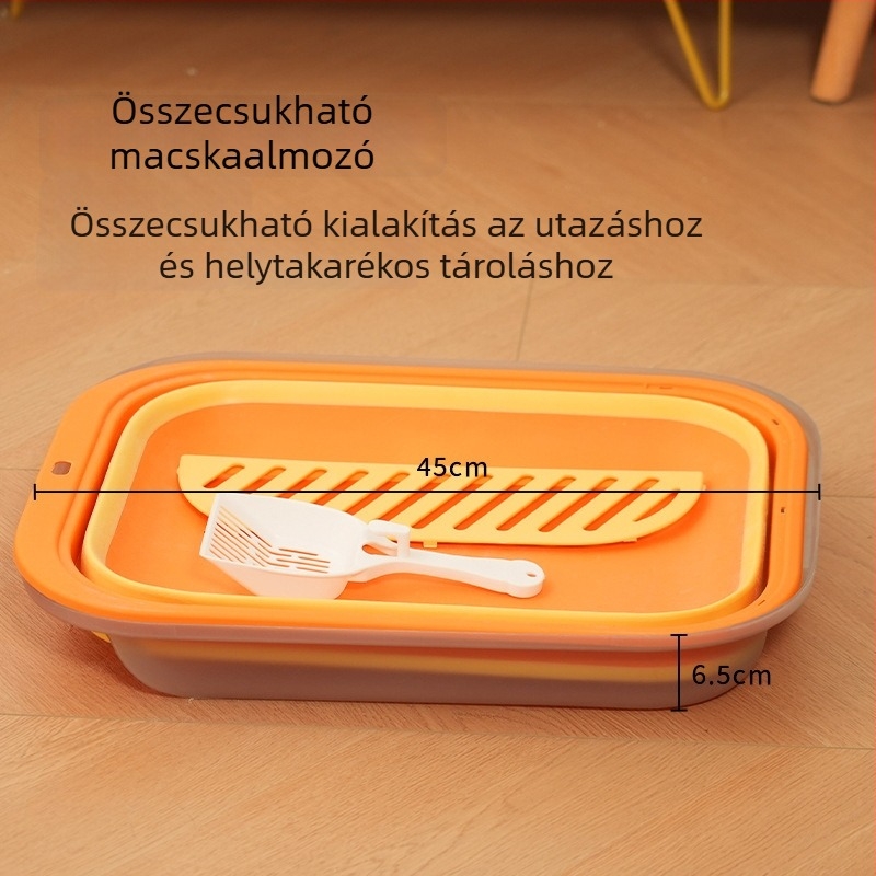 PSM fél-nyitott, összecsukható macskaalomtál nagy méret, fröccsenés elleni, PP anyag