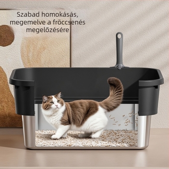 Felső bejáratú nyitott macskatál, cseppálló kialakítás, kiscicáknak