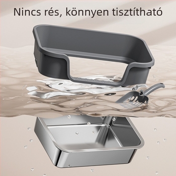 Felső bejáratú nyitott macskatál, cseppálló kialakítás, kiscicáknak